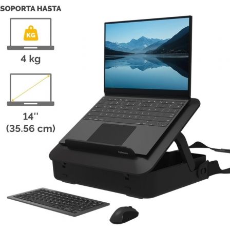 Fellowes Breyta Maletín y Soporte Elevador para Portátiles de hasta 14 Pulgadas - Negro Fellowes Breyta Maletín y Soporte Elevador para Portátiles de hasta 14 Pulgadas - Negro